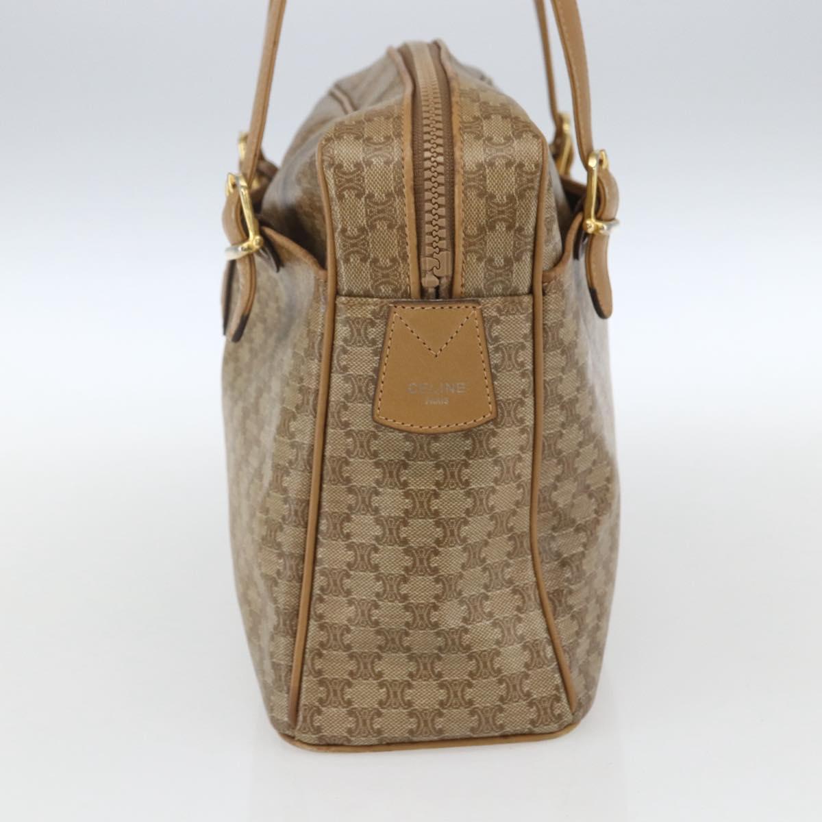 CELINE Macadam Canvas Hand Bag PVC Beige Gold Auth 162030