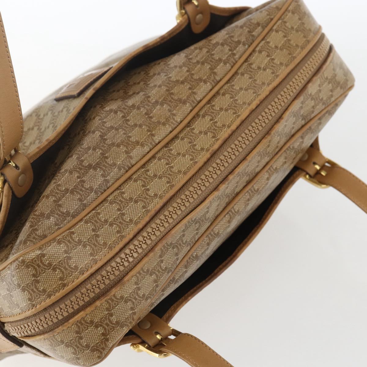 CELINE Macadam Canvas Hand Bag PVC Beige Gold Auth 162030