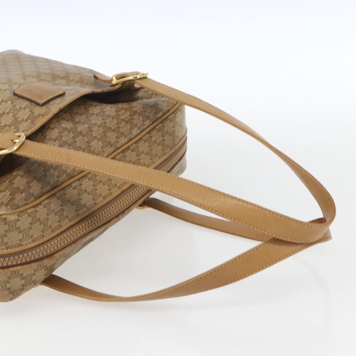 CELINE Macadam Canvas Hand Bag PVC Beige Gold Auth 162030