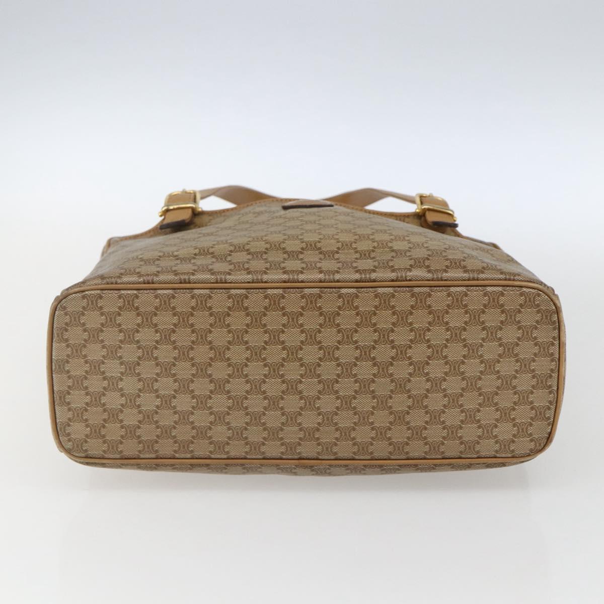 CELINE Macadam Canvas Hand Bag PVC Beige Gold Auth 162030