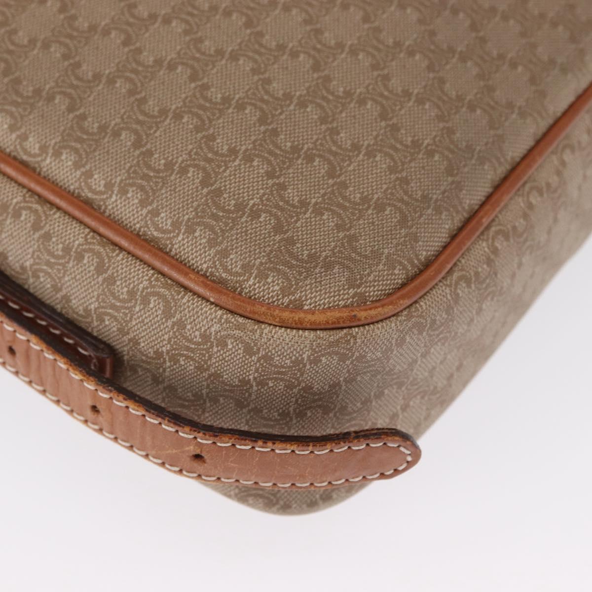 CELINE Macadam Canvas Shoulder Bag PVC Beige Gold Auth 162032