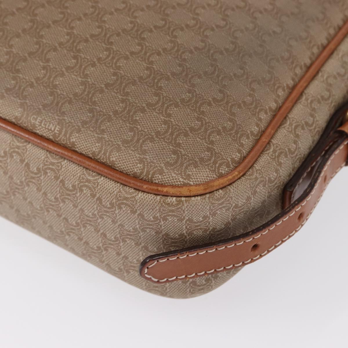CELINE Macadam Canvas Shoulder Bag PVC Beige Gold Auth 162032
