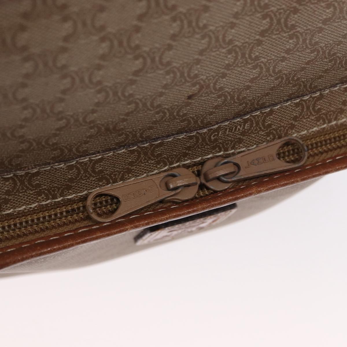 CELINE Macadam Canvas Shoulder Bag PVC Beige Gold Auth 162032