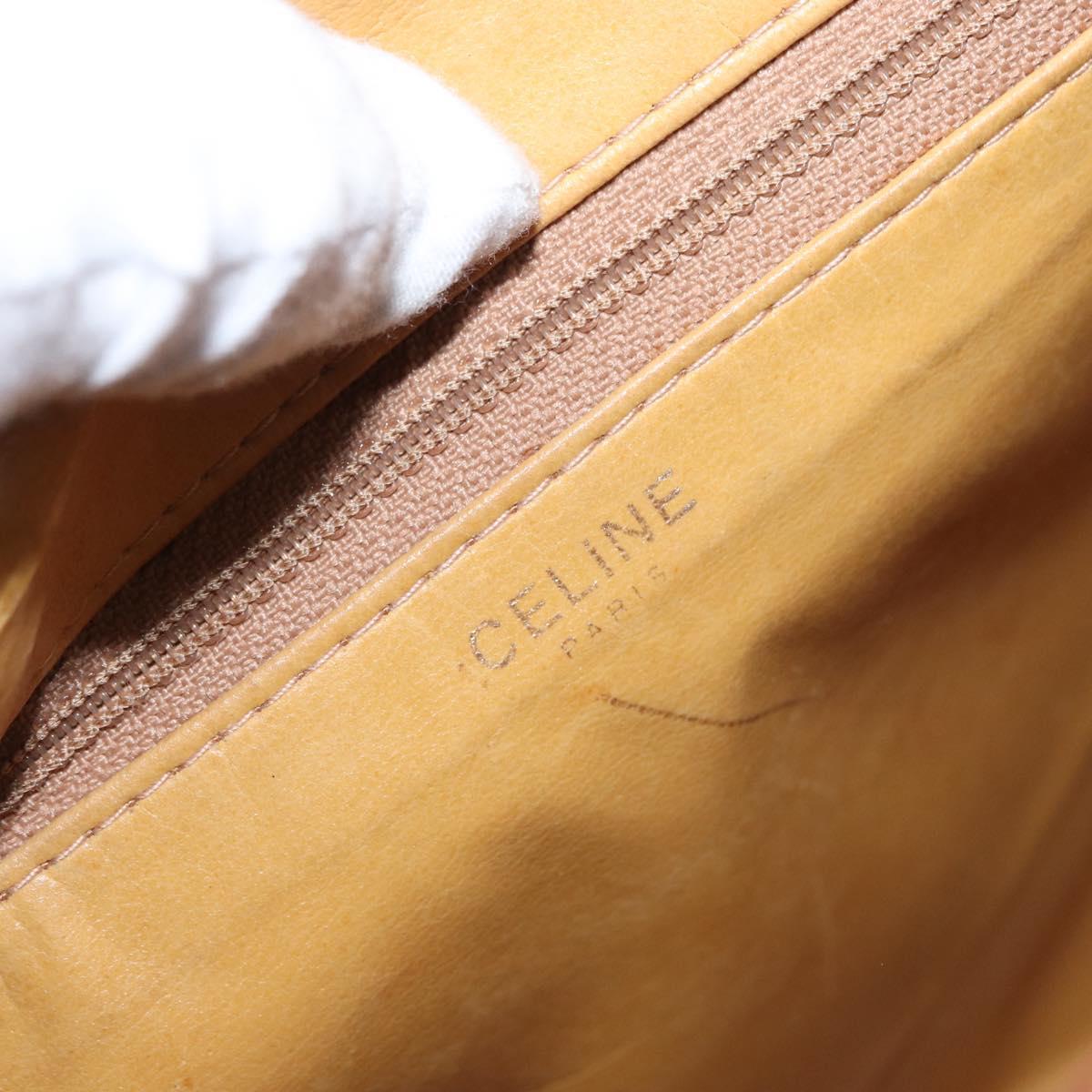 CELINE Macadam Canvas Shoulder Bag PVC Beige Gold Auth 162032