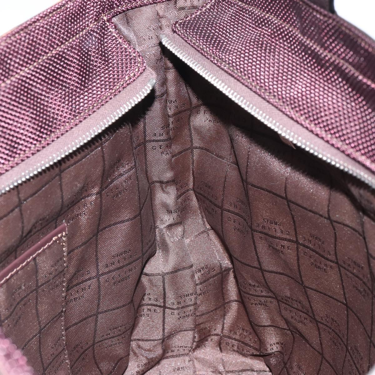 CELINE Tote Bag Canvas patent leather Brown Silver Auth 162037