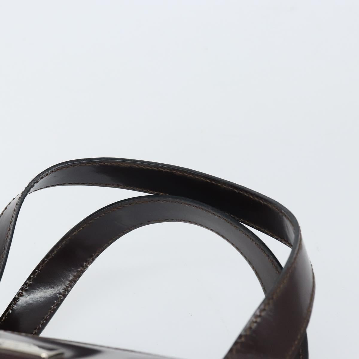 CELINE Tote Bag Canvas patent leather Brown Silver Auth 162037