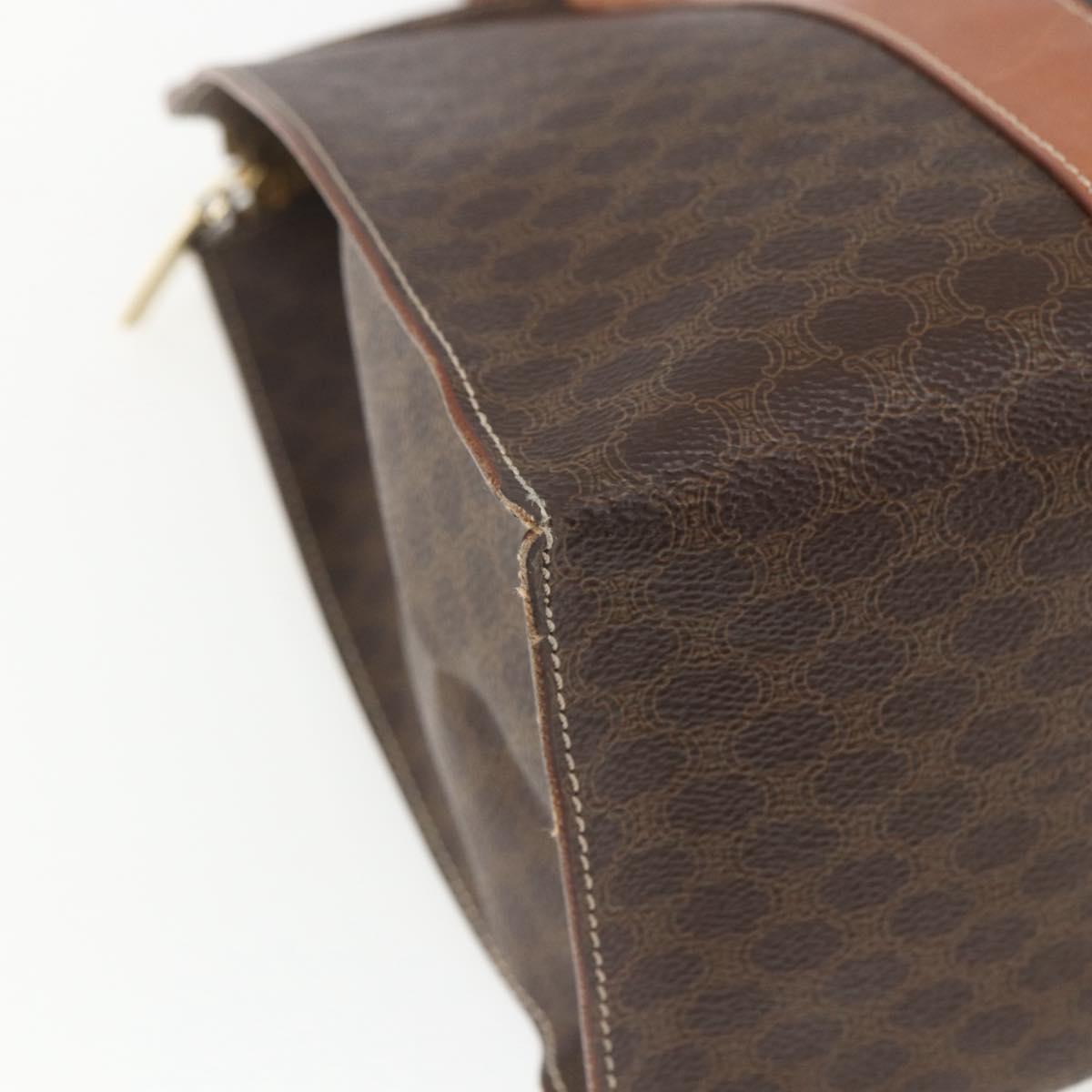 CELINE Macadam Canvas Tote Bag PVC Leather Brown Gold Auth 162038