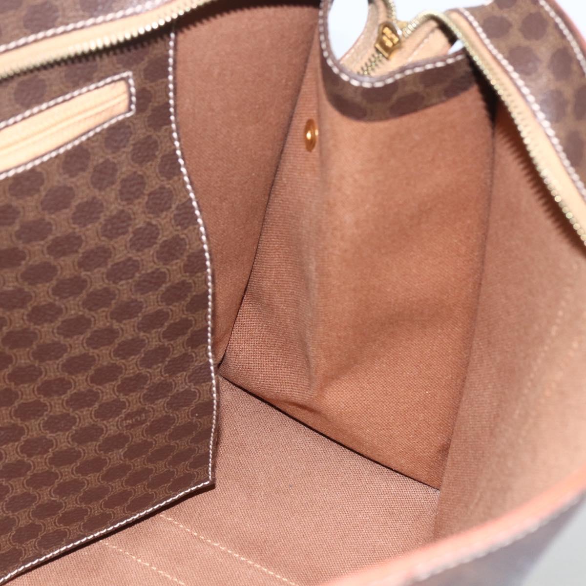 CELINE Macadam Canvas Tote Bag PVC Leather Brown Gold Auth 162038