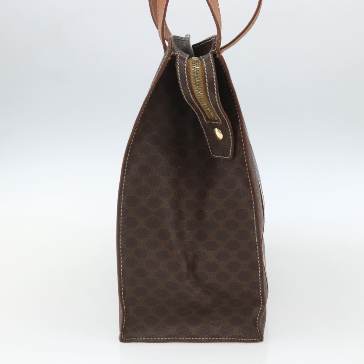 CELINE Macadam Canvas Tote Bag PVC Leather Brown Gold Auth 162038