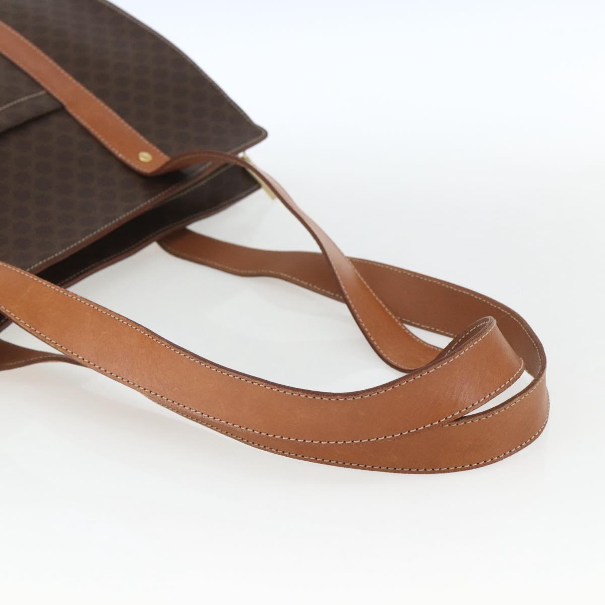 CELINE Macadam Canvas Tote Bag PVC Leather Brown Gold Auth 162038