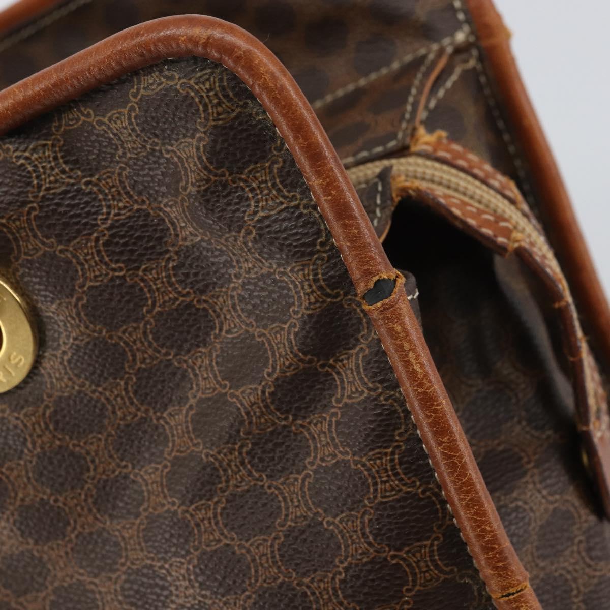 CELINE Macadam Canvas Tote Bag PVC Leather Brown Gold Auth 162039