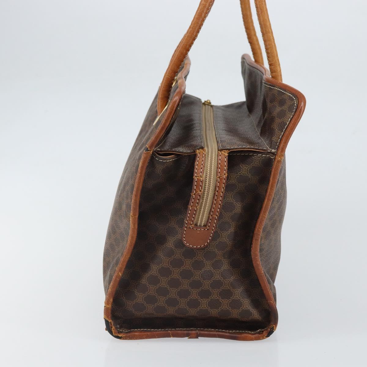 CELINE Macadam Canvas Tote Bag PVC Leather Brown Gold Auth 162039