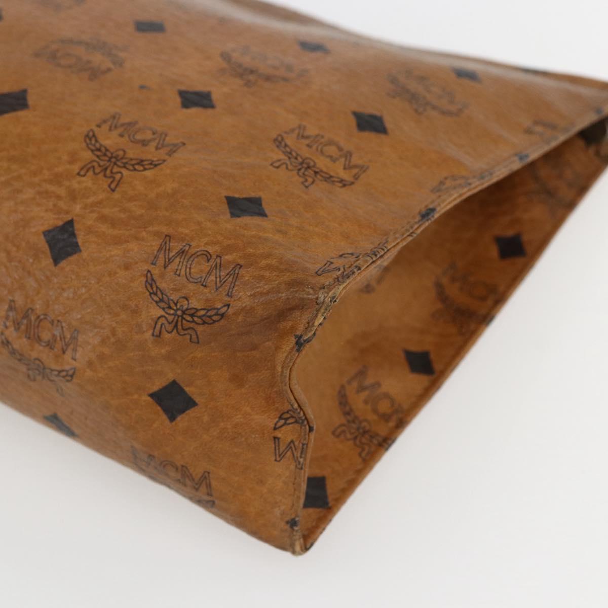 MCM Logogram Vicetos Clutch Bag PVC Leather Brown Gold Auth 162043