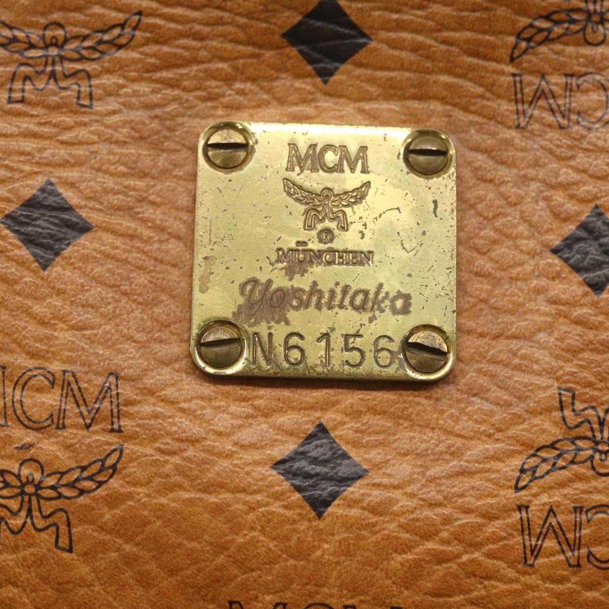 MCM Logogram Vicetos Clutch Bag PVC Leather Brown Gold Auth 162043