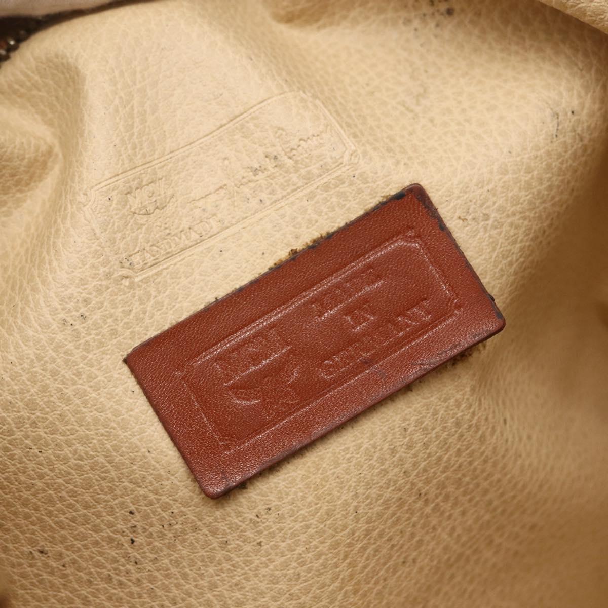 MCM Logogram Vicetos Clutch Bag PVC Leather Brown Gold Auth 162043