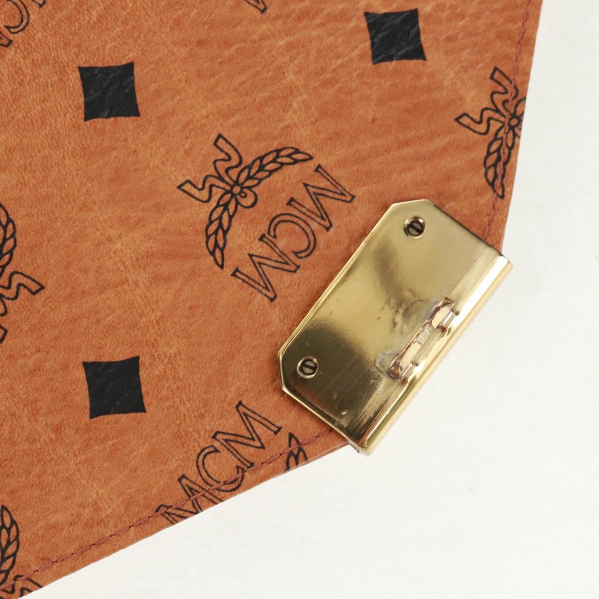 MCM Vicetos Logogram Business Bag PVC Leather Brown Gold Auth 162044