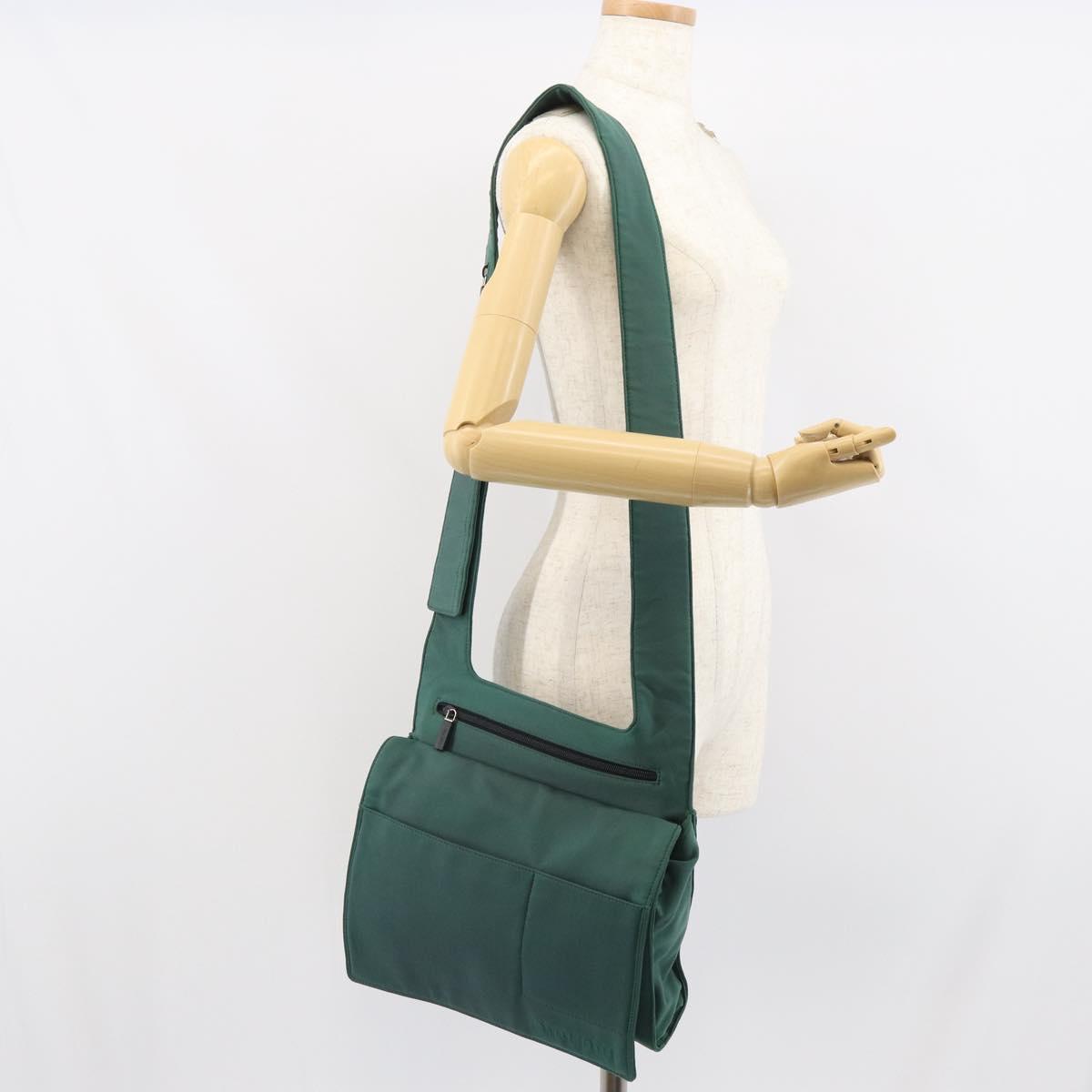 Miu Miu Shoulder Bag Nylon Green Silver Auth 162047