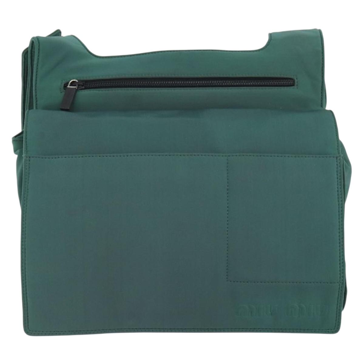 Miu Miu Shoulder Bag Nylon Green Silver Auth 162047