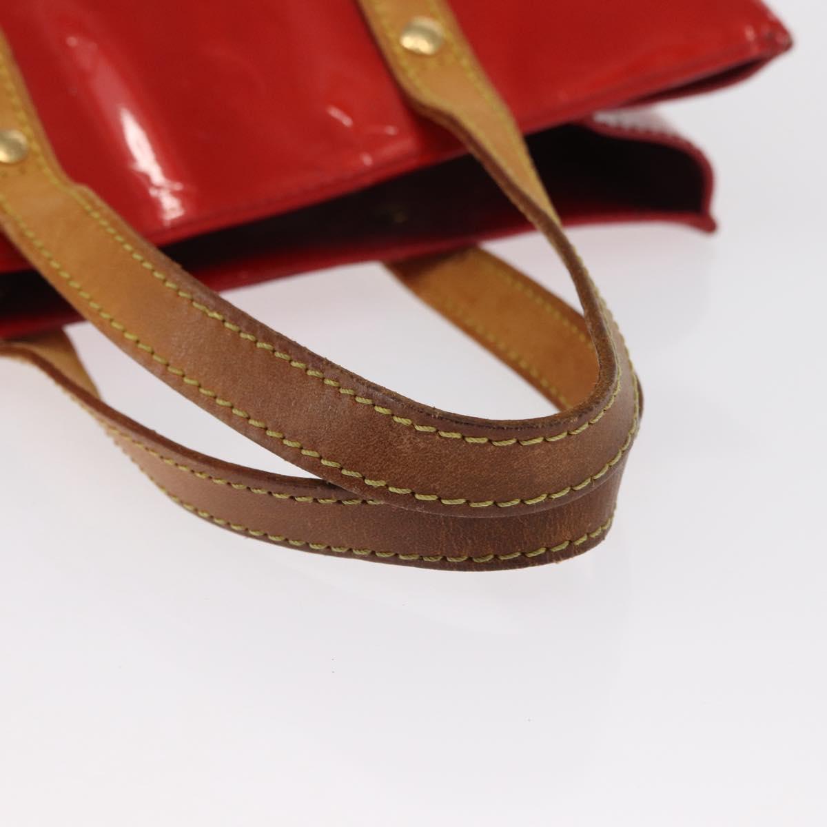 LOUIS VUITTON Monogram Vernis Reade PM Hand Bag Red Rouge M91088 LV Auth 162074