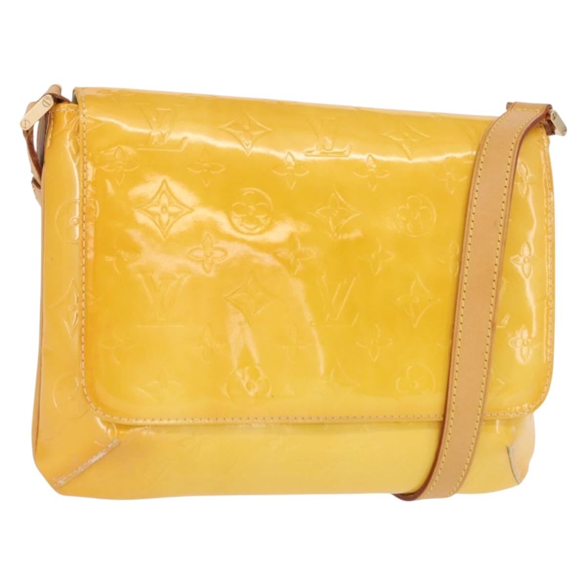 LOUIS VUITTON Monogram Vernis Thompson Street Bag Lime Yellow M91071 Auth 162087