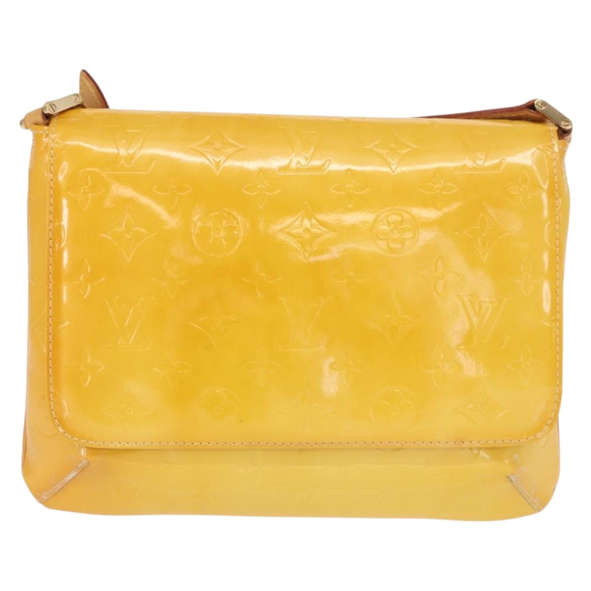 LOUIS VUITTON Monogram Vernis Thompson Street Bag Lime Yellow M91071 Auth 162087