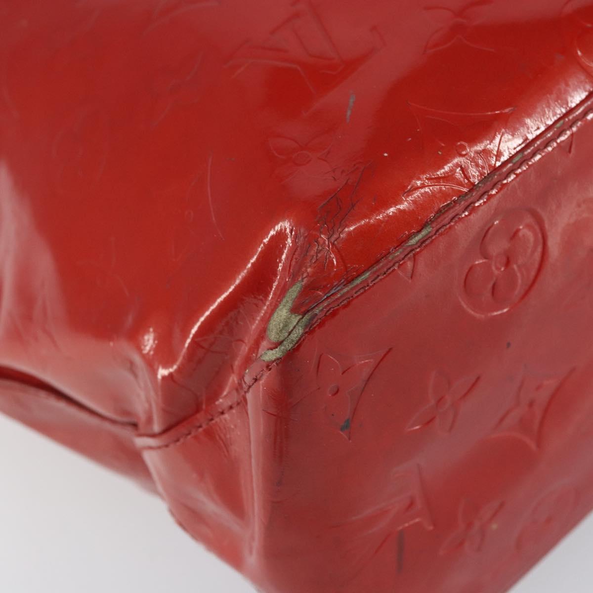 LOUIS VUITTON Monogram Vernis Reade MM Hand Bag Red Rouge M91086 LV Auth 162092