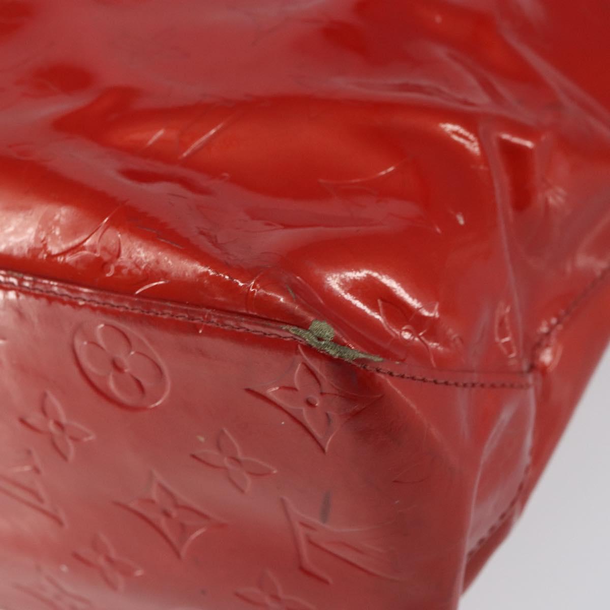 LOUIS VUITTON Monogram Vernis Reade MM Hand Bag Red Rouge M91086 LV Auth 162092