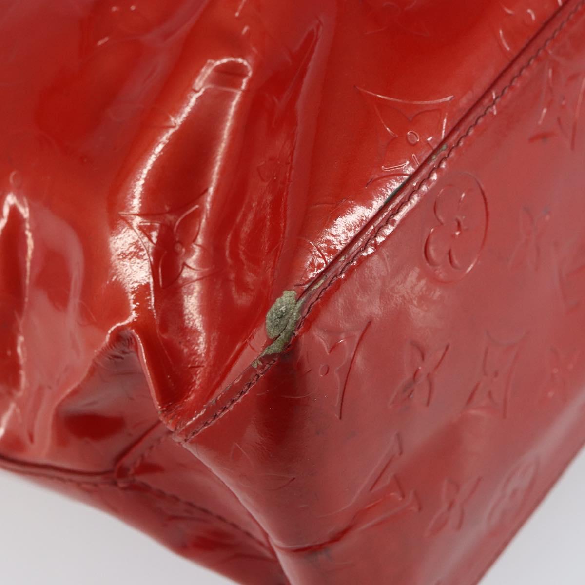 LOUIS VUITTON Monogram Vernis Reade MM Hand Bag Red Rouge M91086 LV Auth 162092