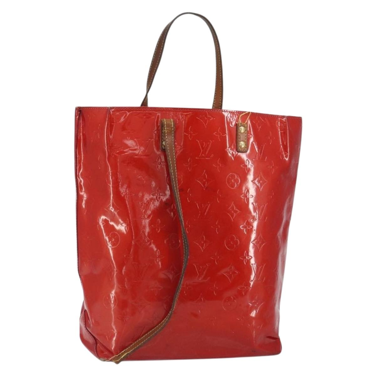 LOUIS VUITTON Monogram Vernis Reade MM Hand Bag Red Rouge M91086 LV Auth 162092