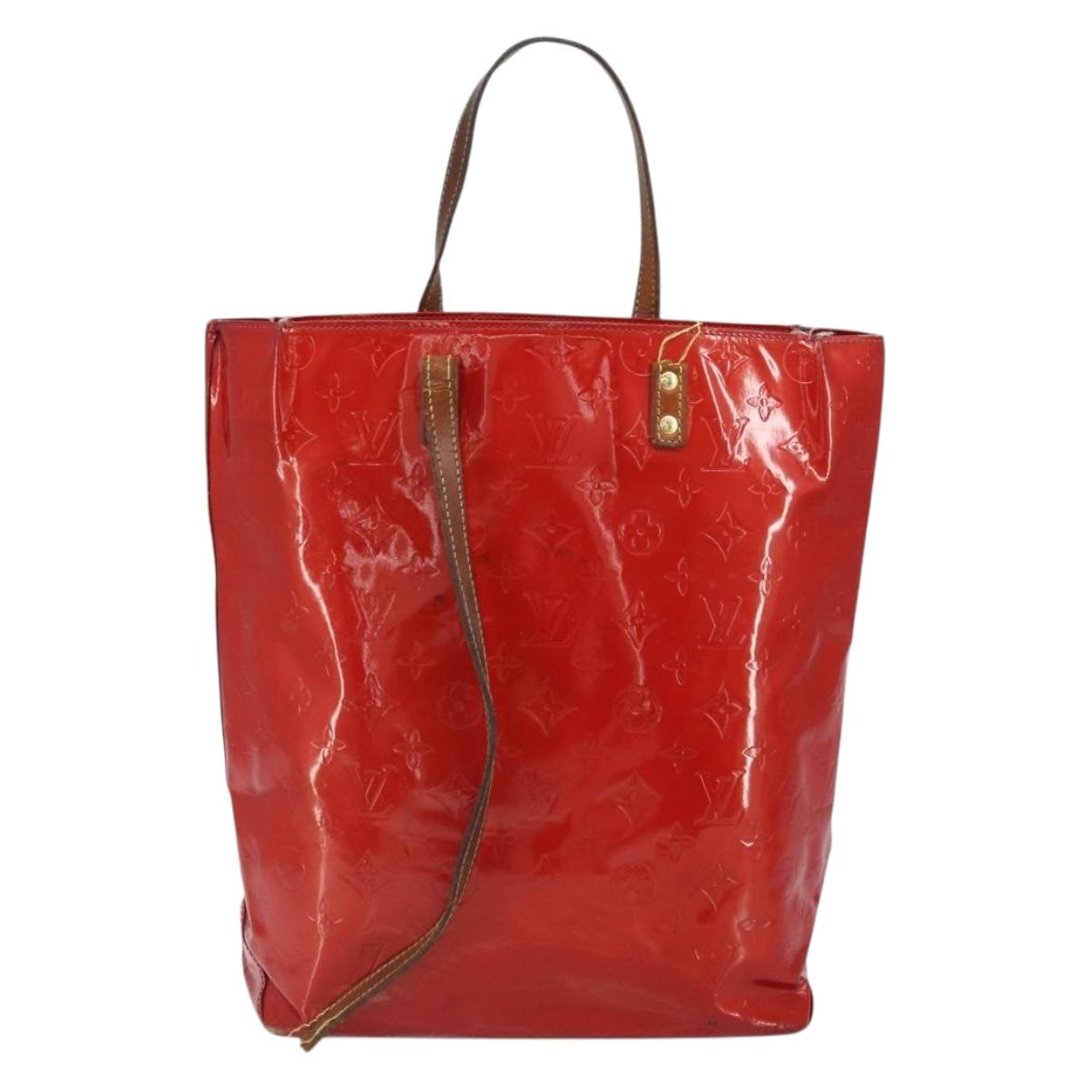LOUIS VUITTON Monogram Vernis Reade MM Hand Bag Red Rouge M91086 LV Auth 162092