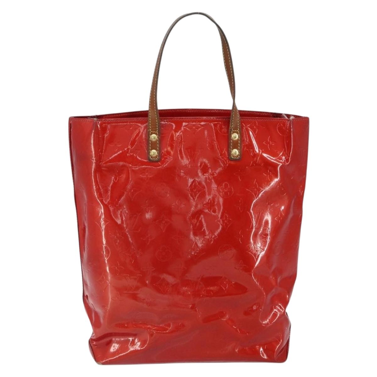LOUIS VUITTON Monogram Vernis Reade MM Hand Bag Red Rouge M91086 LV Auth 162092
