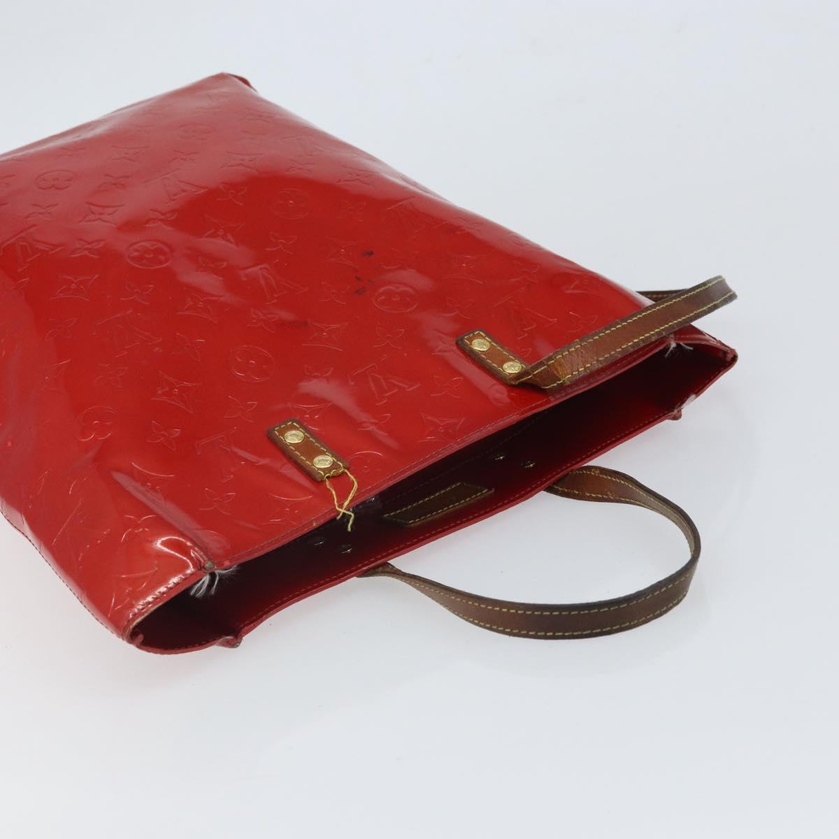 LOUIS VUITTON Monogram Vernis Reade MM Hand Bag Red Rouge M91086 LV Auth 162092