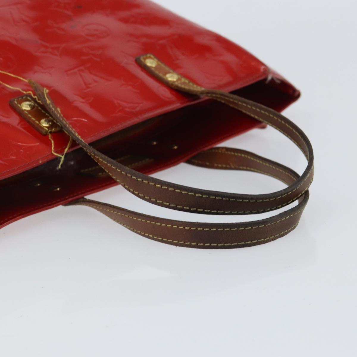LOUIS VUITTON Monogram Vernis Reade MM Hand Bag Red Rouge M91086 LV Auth 162092