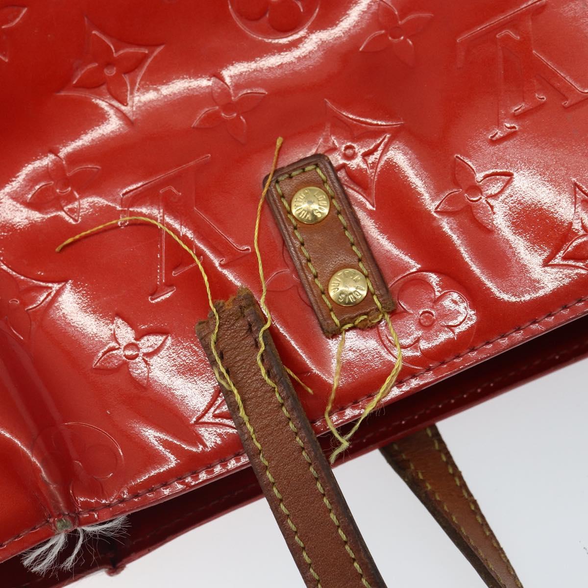 LOUIS VUITTON Monogram Vernis Reade MM Hand Bag Red Rouge M91086 LV Auth 162092