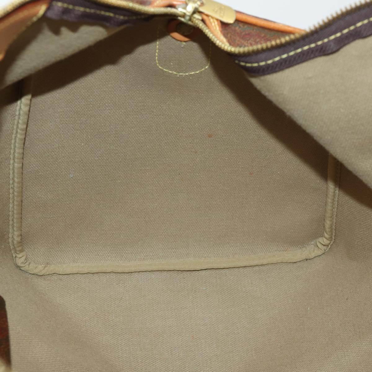 ETRO Paisley Boston Bag PVC Leather Brown Gold Auth 162094