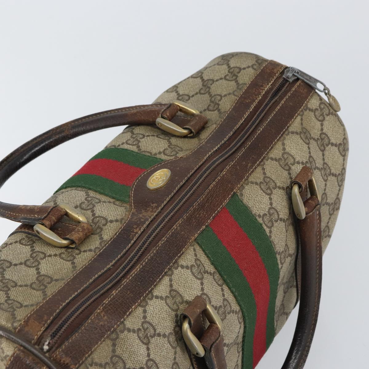 GUCCI GG Supreme Web Sherry Line Bag PVC Beige Gold 012 3842 33 39 Auth 162096