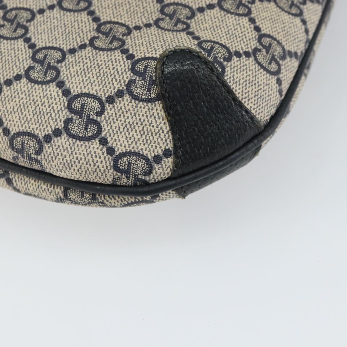 GUCCI GG Supreme Sherry Line Shoulder Bag PVC Navy Gold Auth 162100