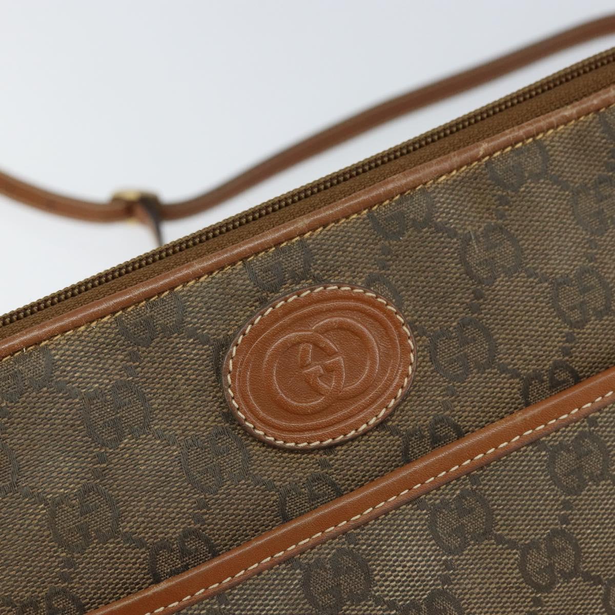 GUCCI GG Canvas Shoulder Bag Brown Gold Auth 162101