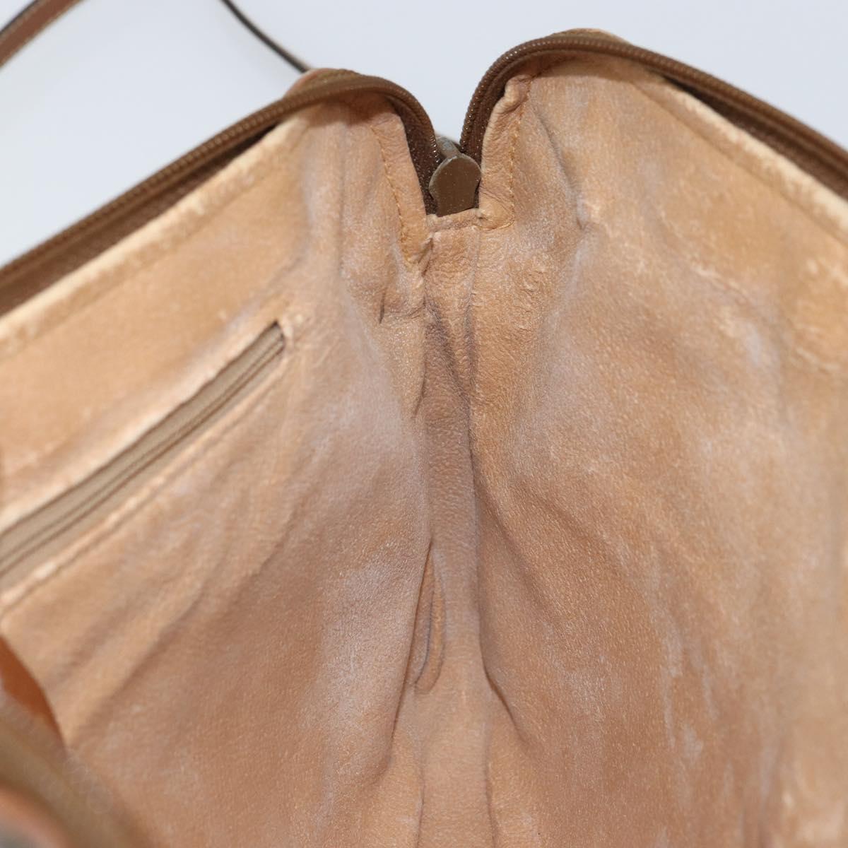 GUCCI GG Canvas Shoulder Bag Brown Gold Auth 162101