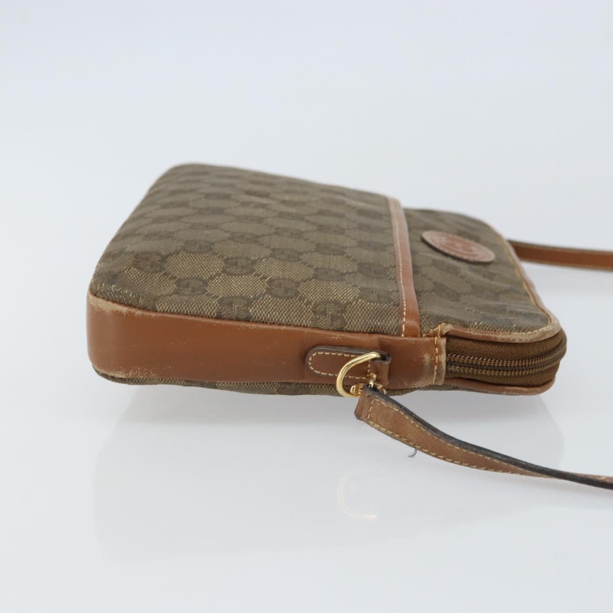 GUCCI GG Canvas Shoulder Bag Brown Gold Auth 162101