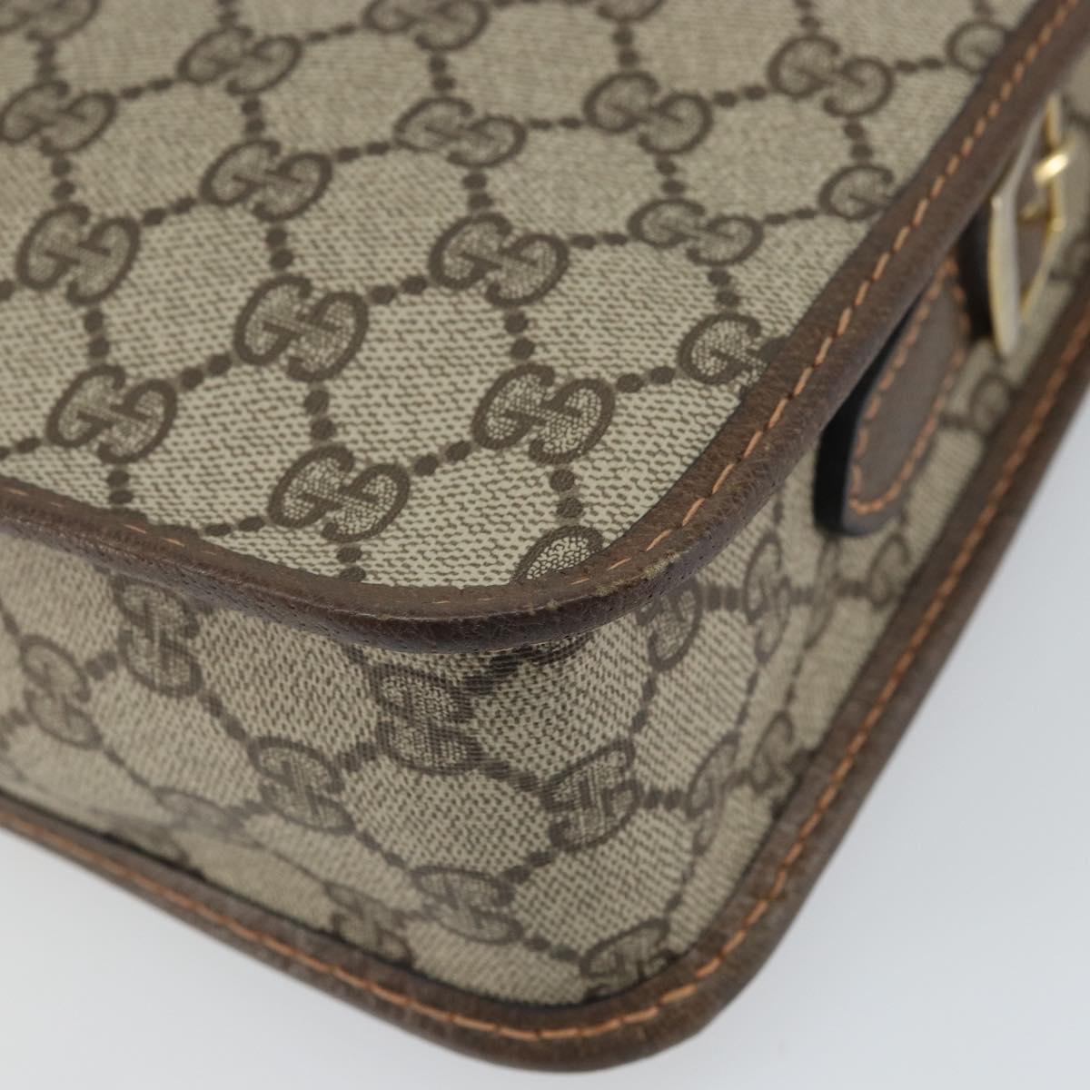GUCCI GG Supreme Shoulder Bag PVC Beige Gold Auth 162102