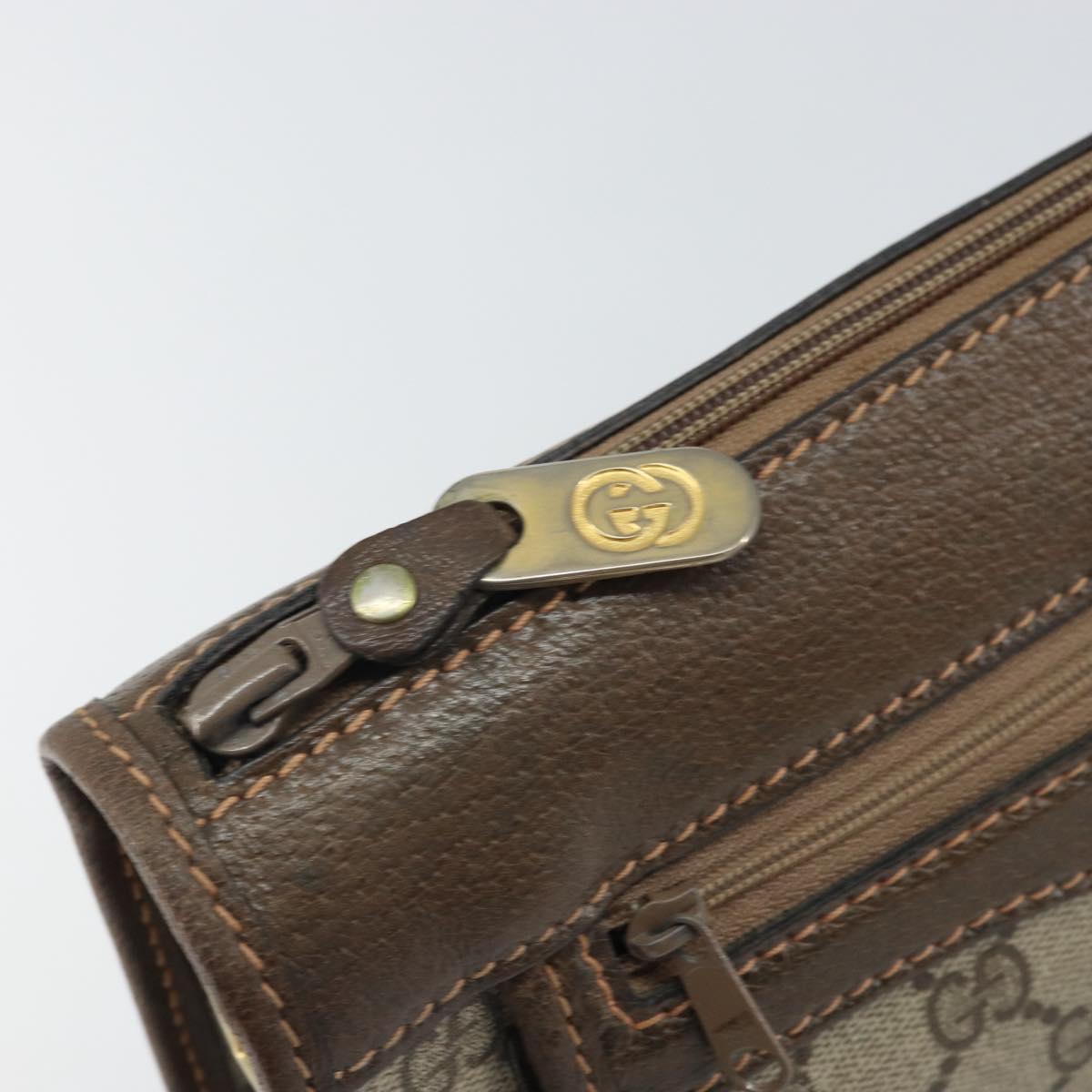 GUCCI GG Supreme Shoulder Bag PVC Beige Gold Auth 162102