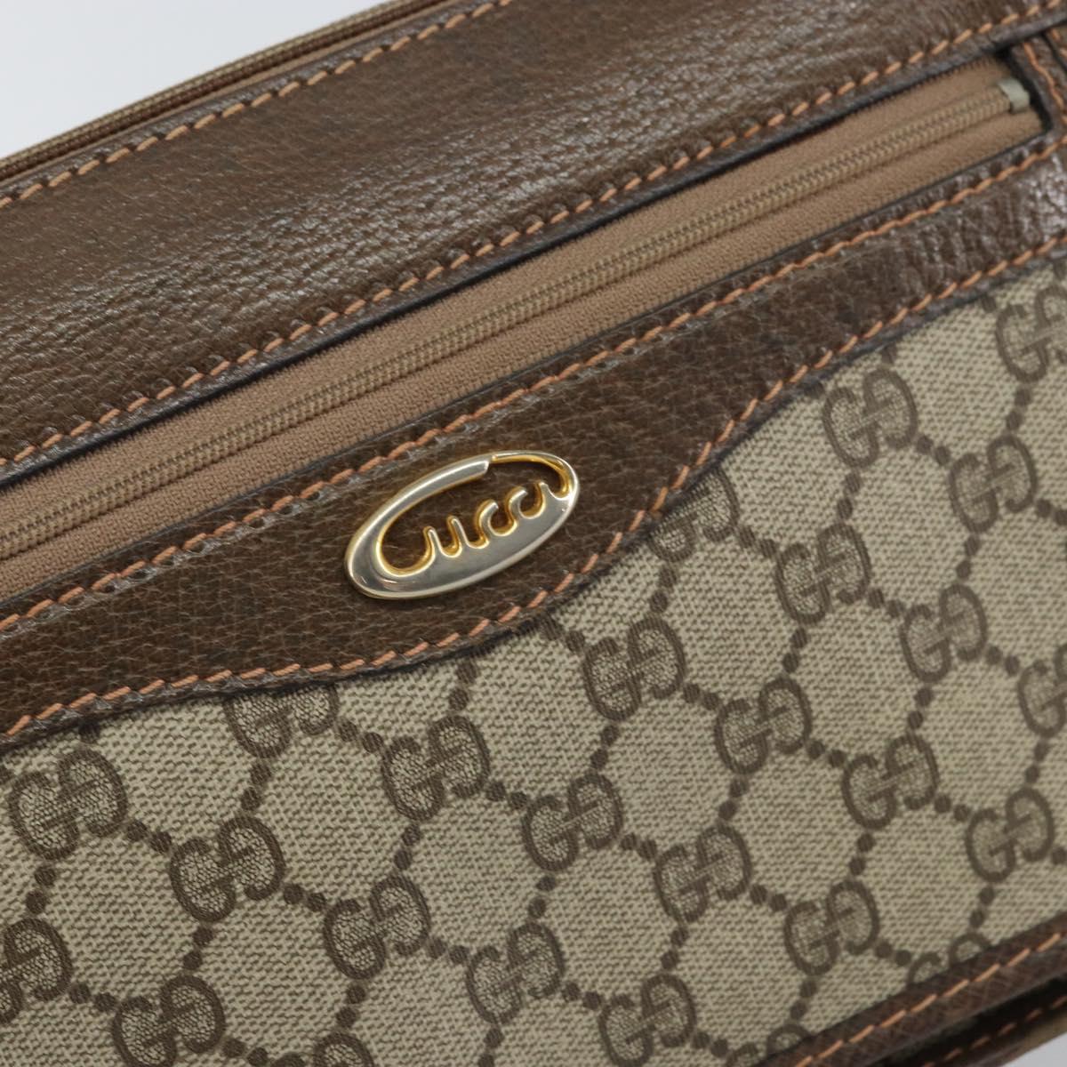 GUCCI GG Supreme Shoulder Bag PVC Beige Gold Auth 162102