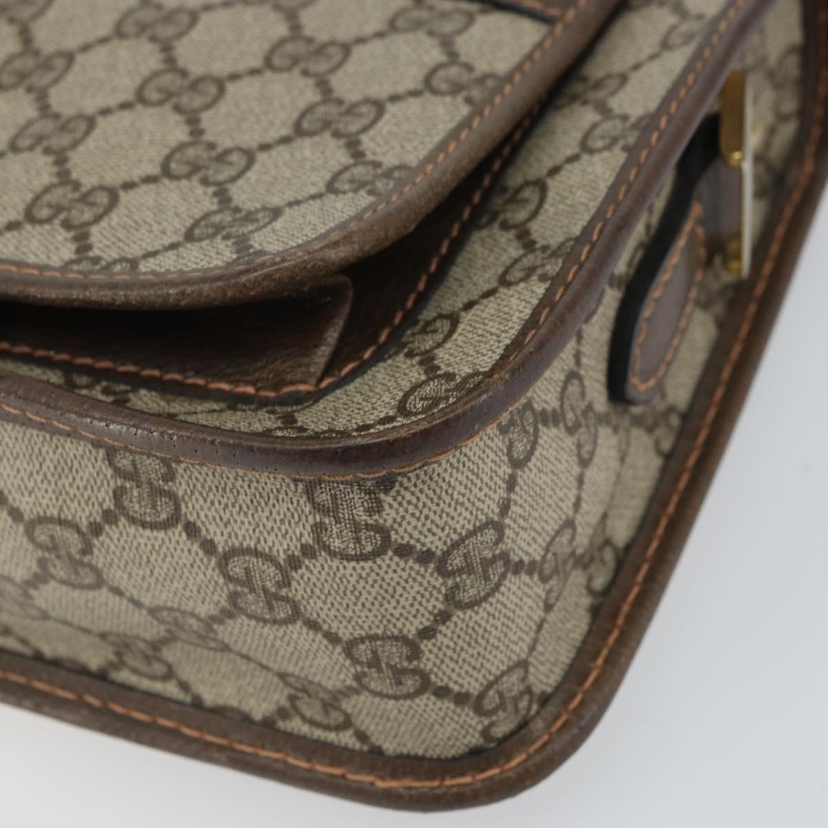 GUCCI GG Supreme Shoulder Bag PVC Beige Gold Auth 162102
