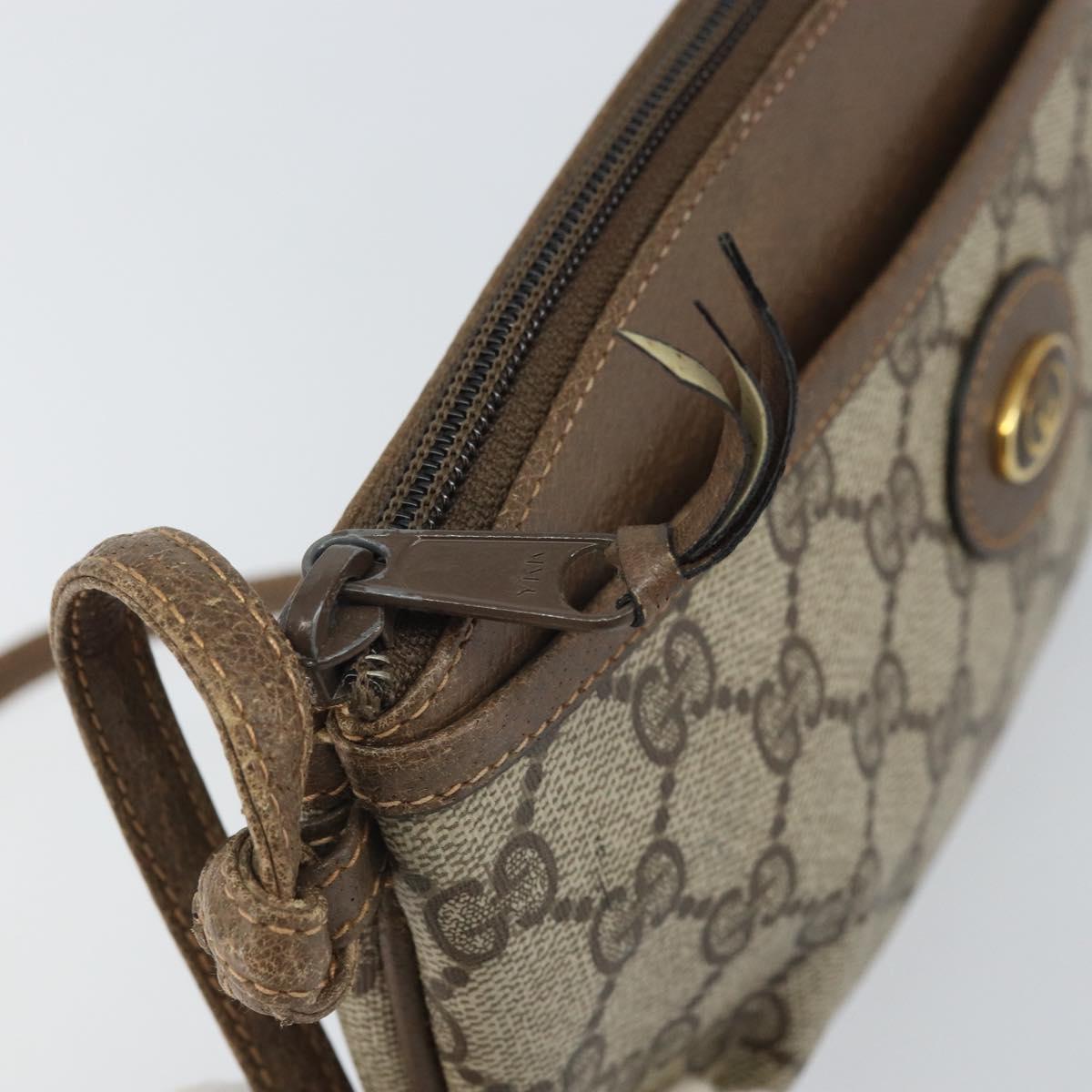 GUCCI GG Supreme Shoulder Bag PVC Beige Gold 904 02 020 Auth 162103