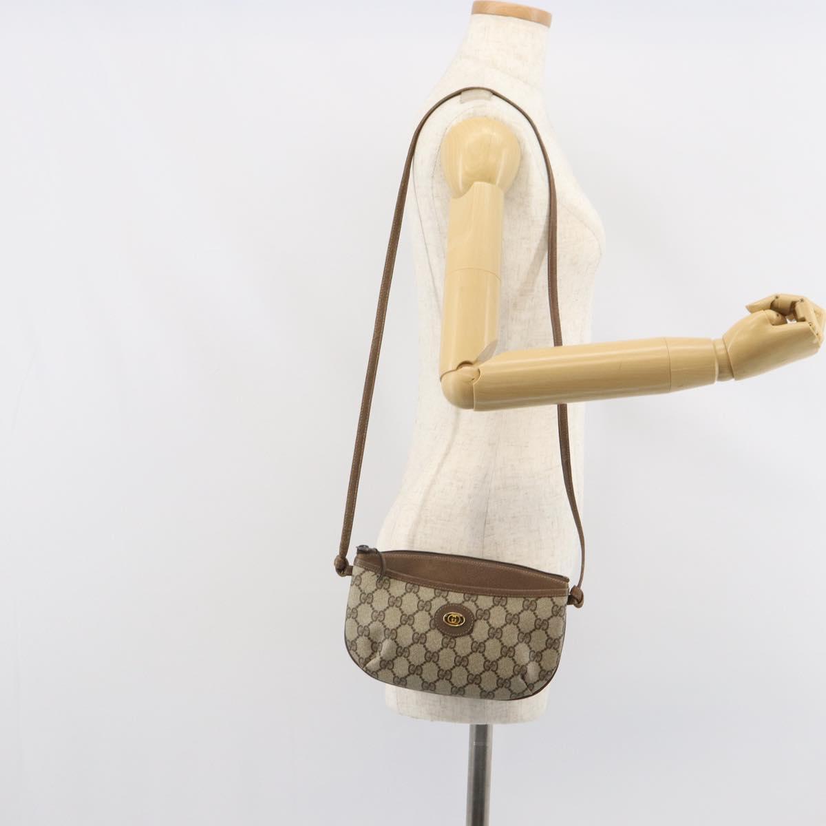 GUCCI GG Supreme Shoulder Bag PVC Beige Gold 904 02 020 Auth 162103