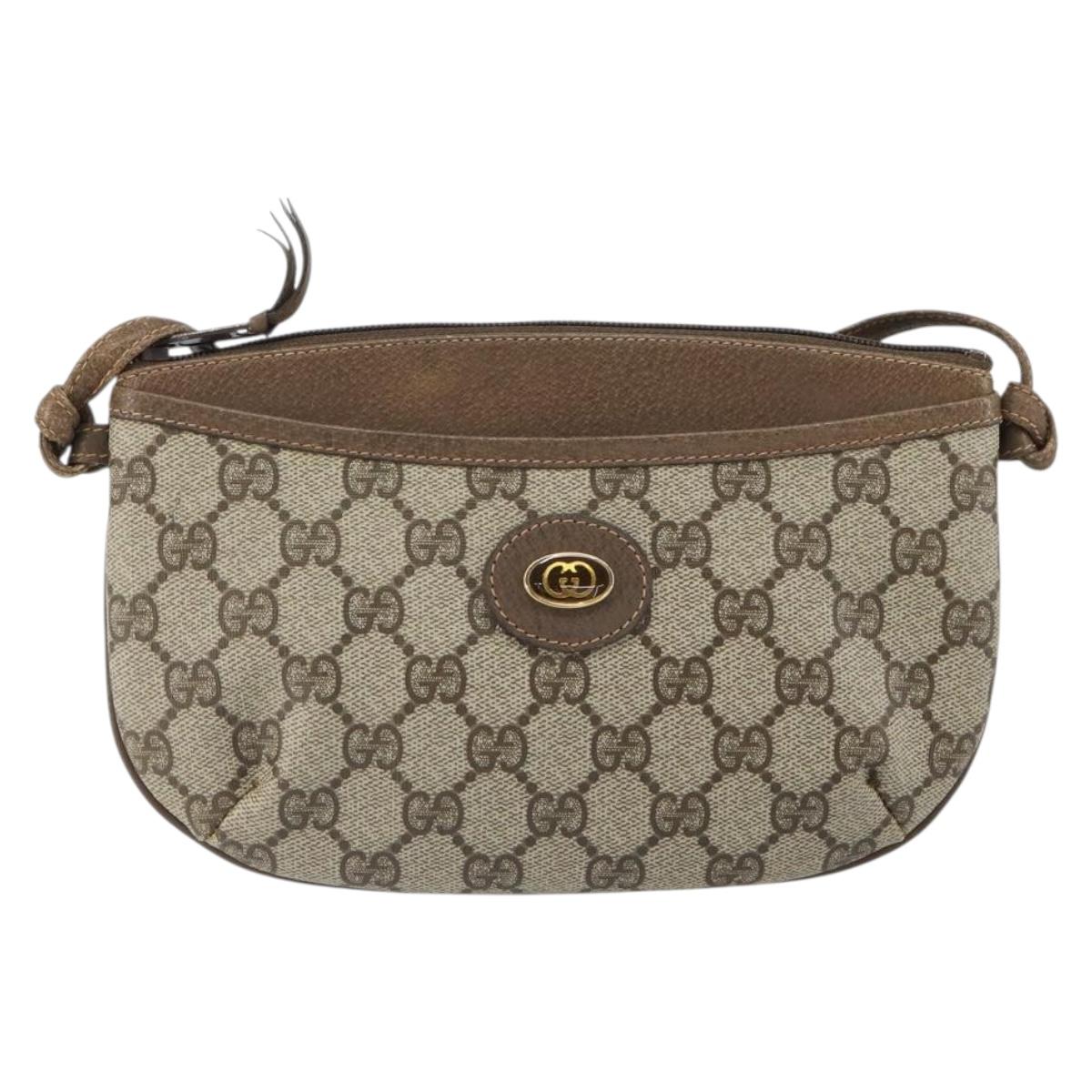 GUCCI GG Supreme Shoulder Bag PVC Beige Gold 904 02 020 Auth 162103