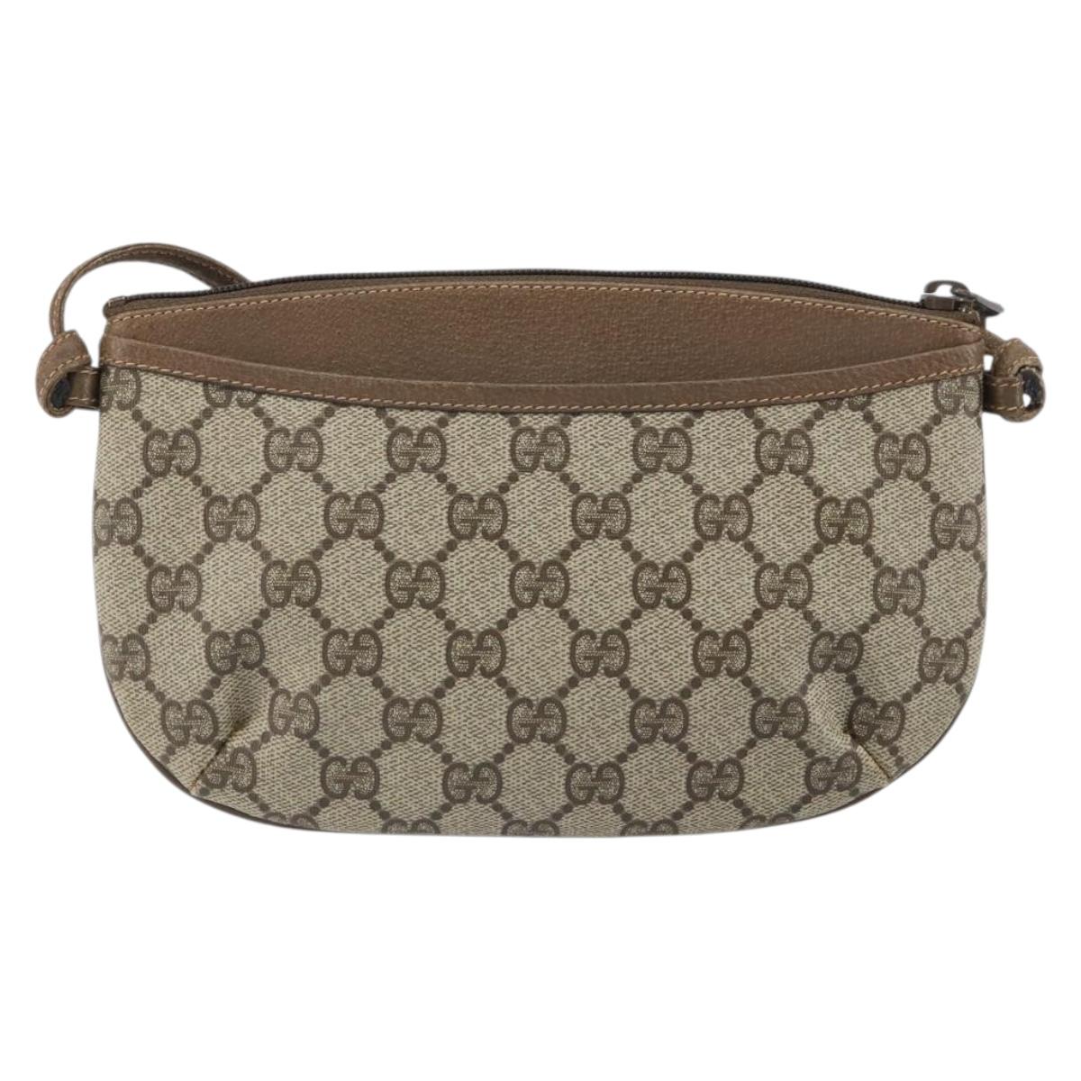 GUCCI GG Supreme Shoulder Bag PVC Beige Gold 904 02 020 Auth 162103