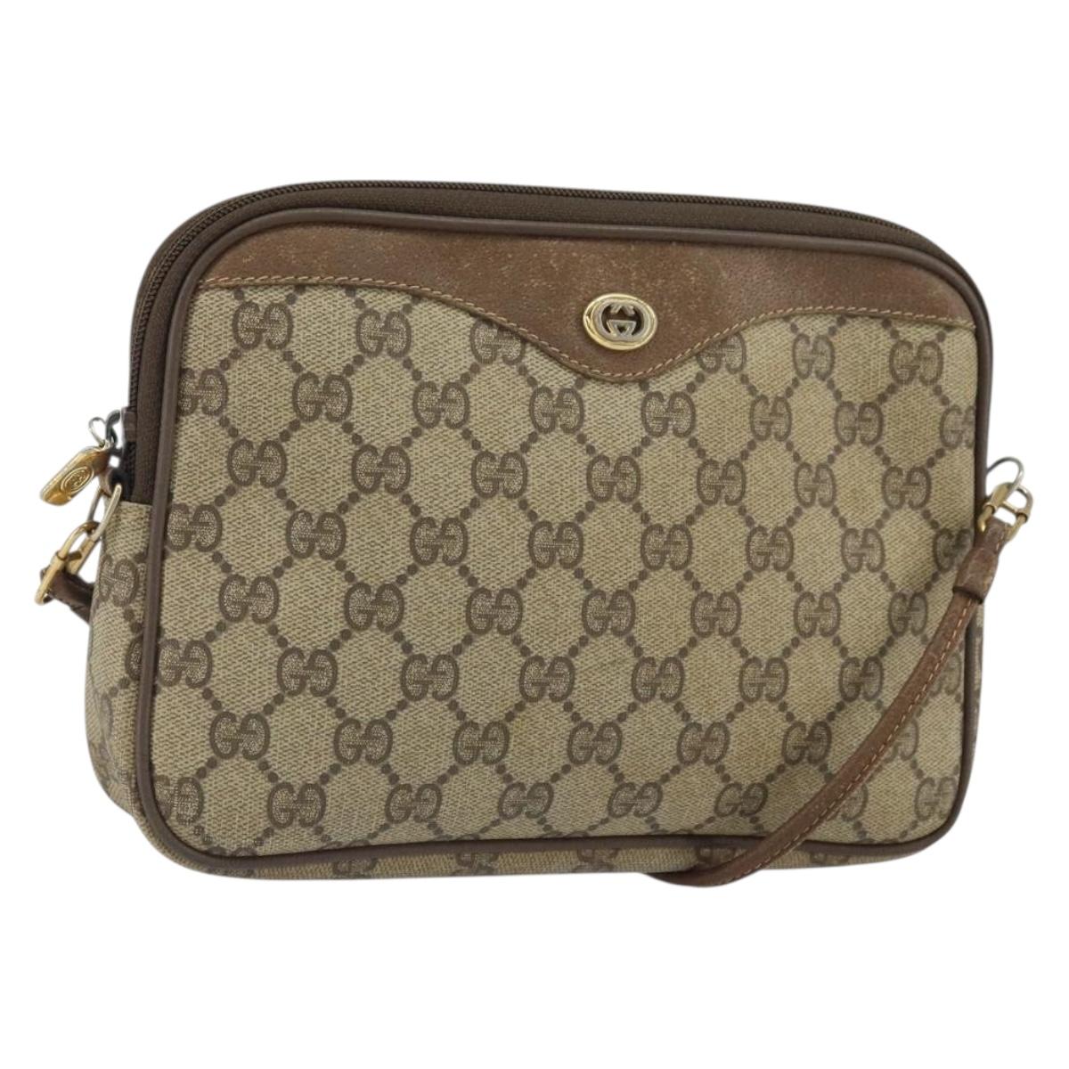 GUCCI GG Supreme Shoulder Bag PVC Beige Gold 56 02 068 Auth 162104