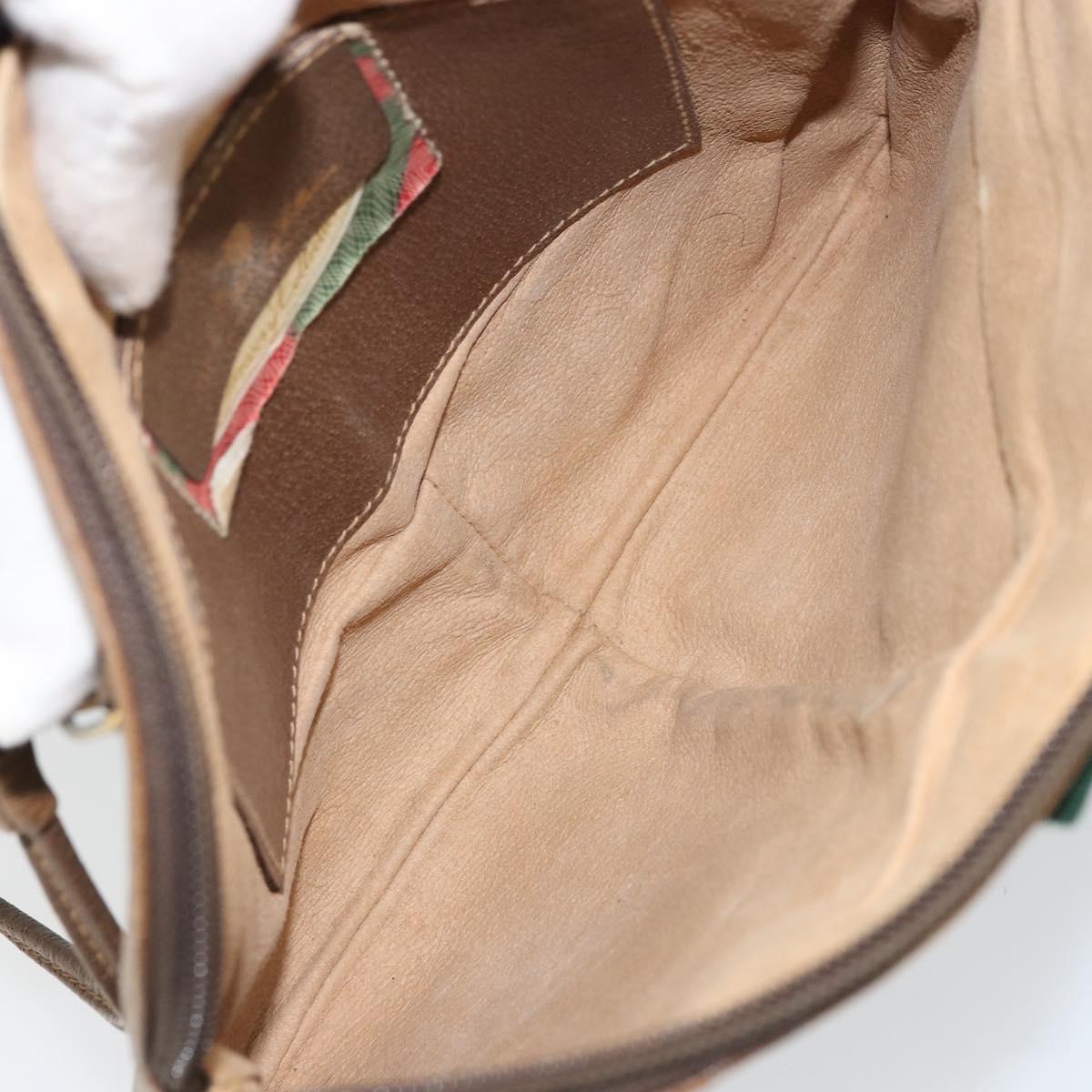 GUCCI GG Supreme Web Sherry Line Bag PVC Beige Gold 98 02 047 Auth 162105